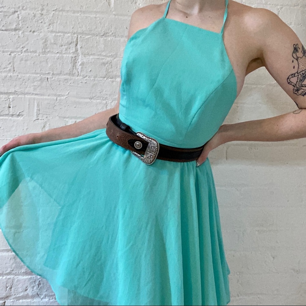 Flowy aqua chiffon dress from Urban Outfitters 🦋